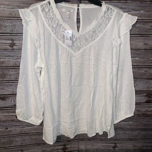 Maurices ruffled sleeve lace neck top size M